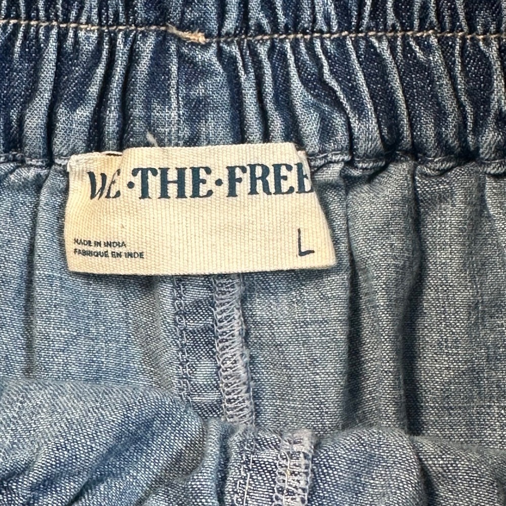 Free People We The Free Large Madeline Pull-On Skort Indigo Chambray Blue Denim - Picture 6 of 9